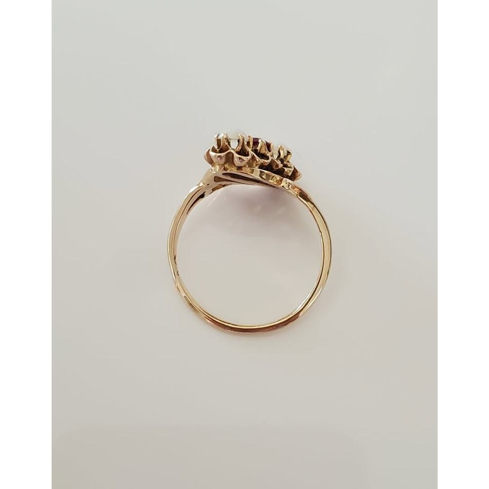 Antique 10k Ruby And Opal Bypass Ring - image 4